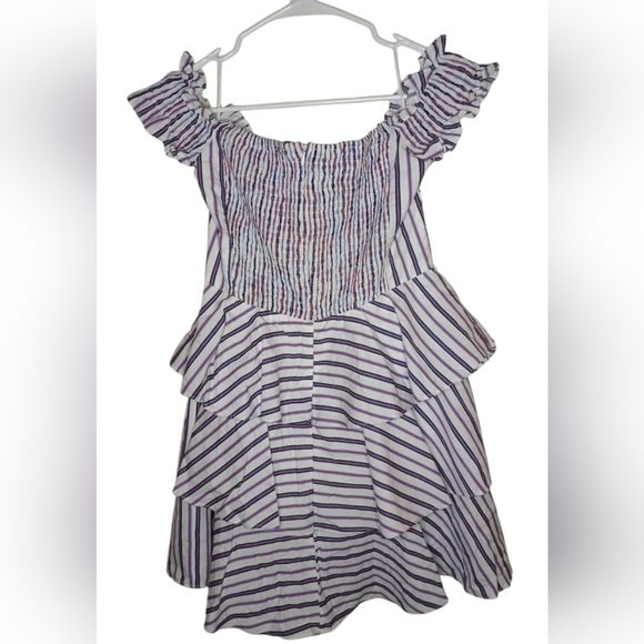 Lucy Paris Striped Gemma Off  The Shoulder Dress - Picture 4 of 10